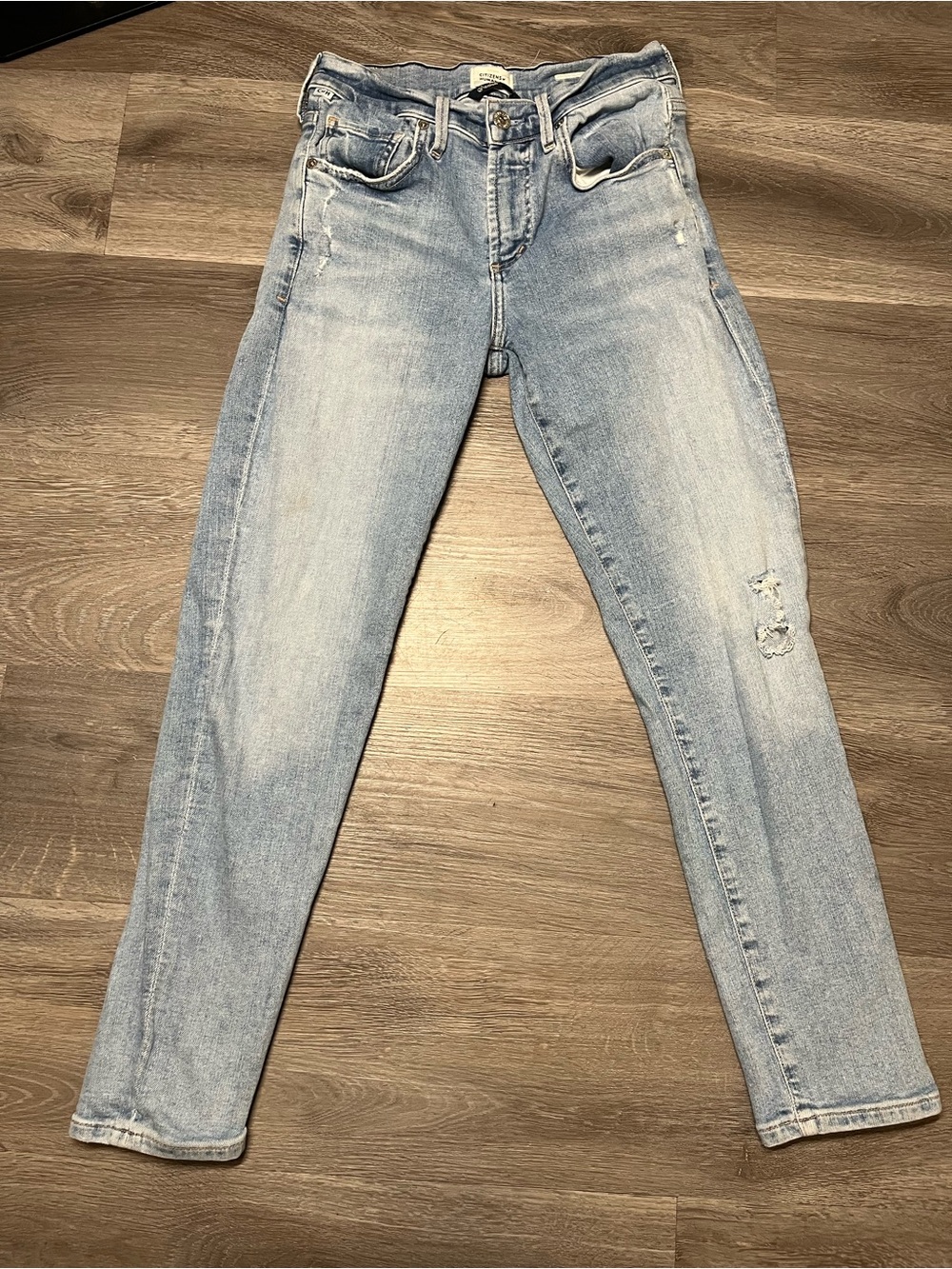Citizens of Humanity Ella Mid Rise Slim Crop Distressed Denim Blue Jeans Size 25